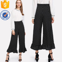 Allover Polka Dot Rüschen Saum Hosen Herstellung Großhandel Mode Frauen Bekleidung (TA3093P)